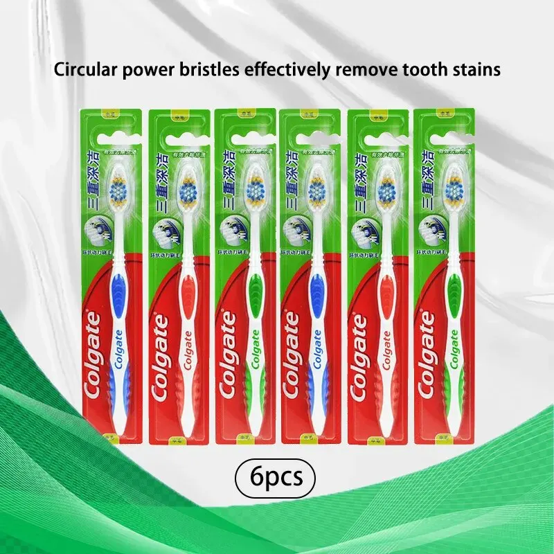 Teeth Whitening Home Kit - คอลเกต 6 ชิ้น แปรงสีฟันขนนุ่มสำหรับผู้ใหญ่ ไวท์เทนนิ่ง ดูแลสุขภาพช่องปาก