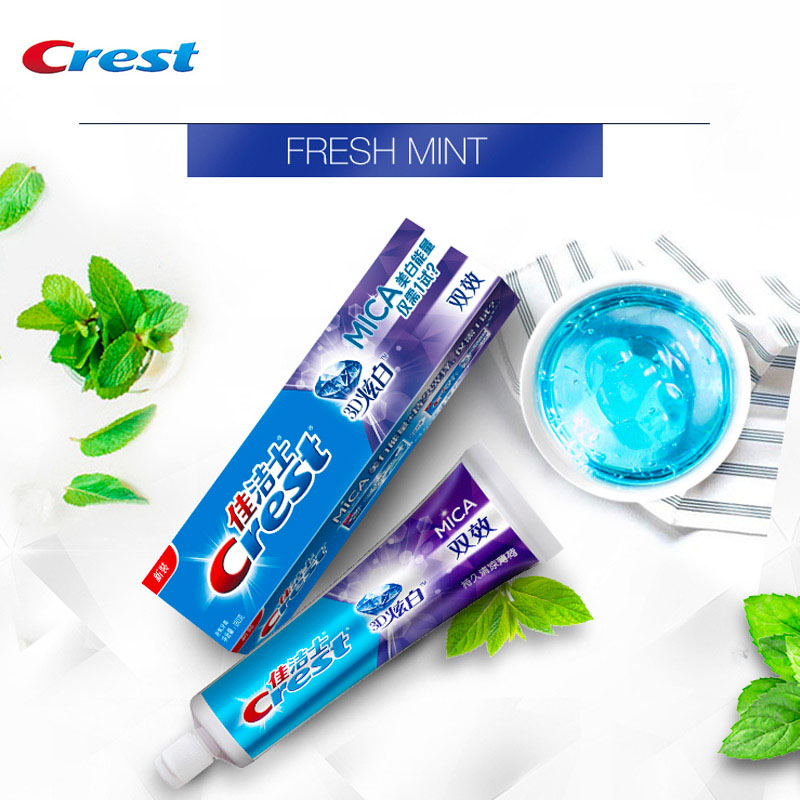 Teeth Paint Whitening - Crest 3D MICA ยาสีฟันฟลูออไรด์ฟอกสีฟัน Double Effect