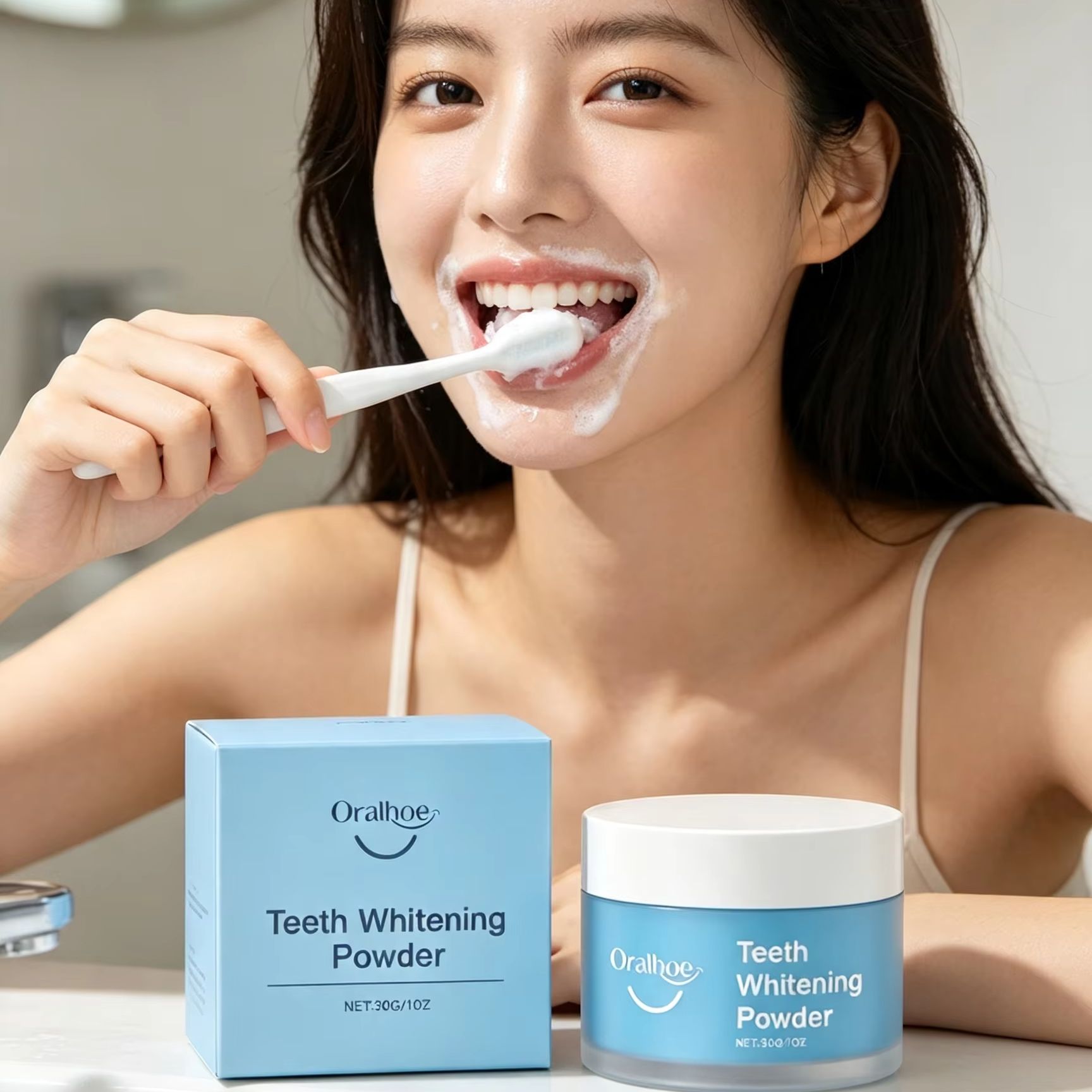 Teeth Paint Whitening - ผงแปรงฟัน Oralhoe สำหรับขจัดคราบฟัน ทำความสะอาดล้ำลึก ลมหายใจสดชื่น ขจัดคราบพลัค