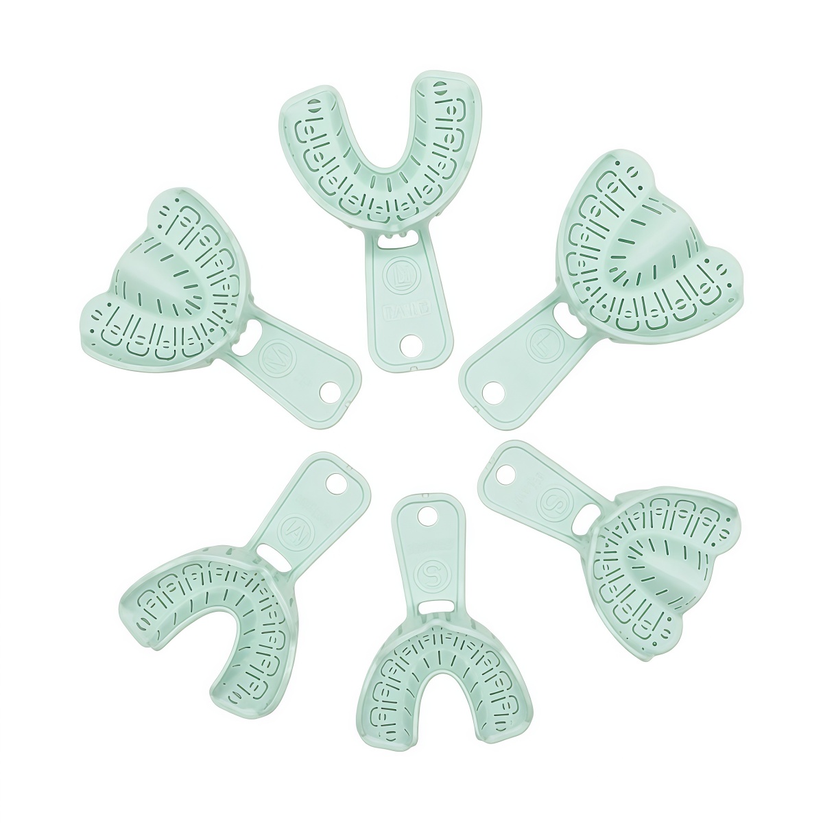 Teeth Whitening Trays - ถาดใส่รูปแบบฟันปลอม 6 ชิ้น สีเขียว สำหรับงานพิมพ์ฟันทั้งปาก แบบถอดได้