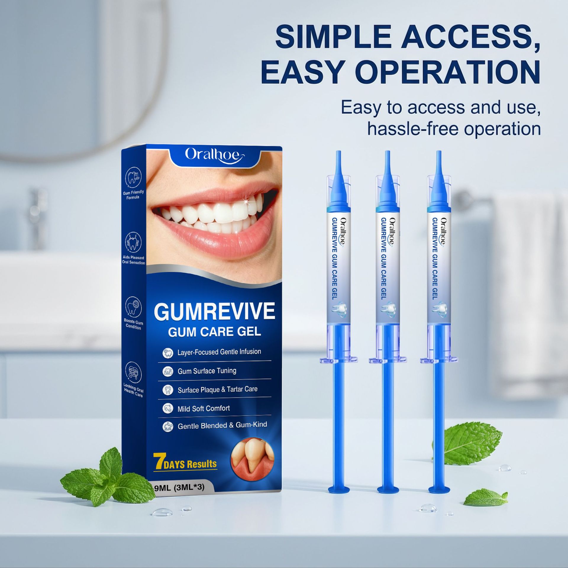 Teeth Whitening Home Kit - เจลดูแลช่องปาก ชุดหลอดฉีดยาทำความสะอาดเหงือก 3 ชิ้น, เจลทำความสะอาดฟันและเหงือกอย่างอ่อนโยนสำหรับใช้ในบ้านทุกวัน 9