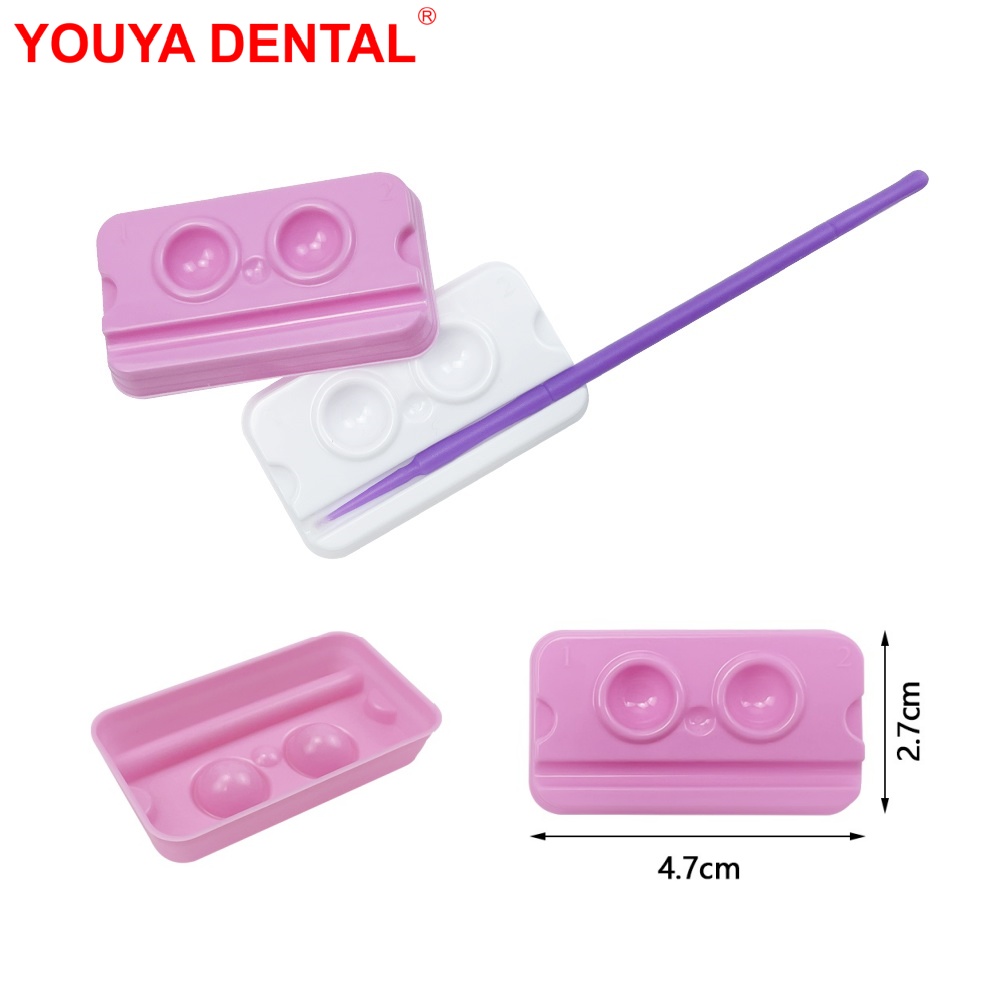 Teeth Whitening Trays - 100 ชิ้น/ถุงทันตกรรมผสมดีสําหรับ Bonding กาวคอมโพสิตถาด 2 หลุมทิ้งผสม