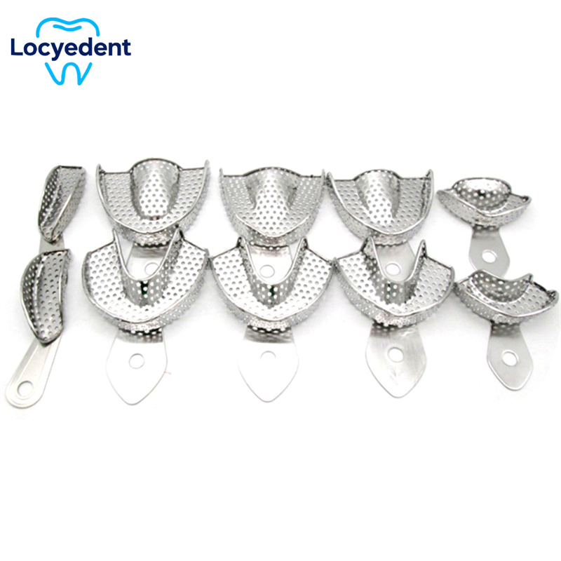 Teeth Whitening Trays - 10 ชิ้น/เซ็ตทันตกรรม Impression ถาดสแตนเลสด้านบนและฟันล่างถาด Autoclavable เครื่องมือทันตแพทย์