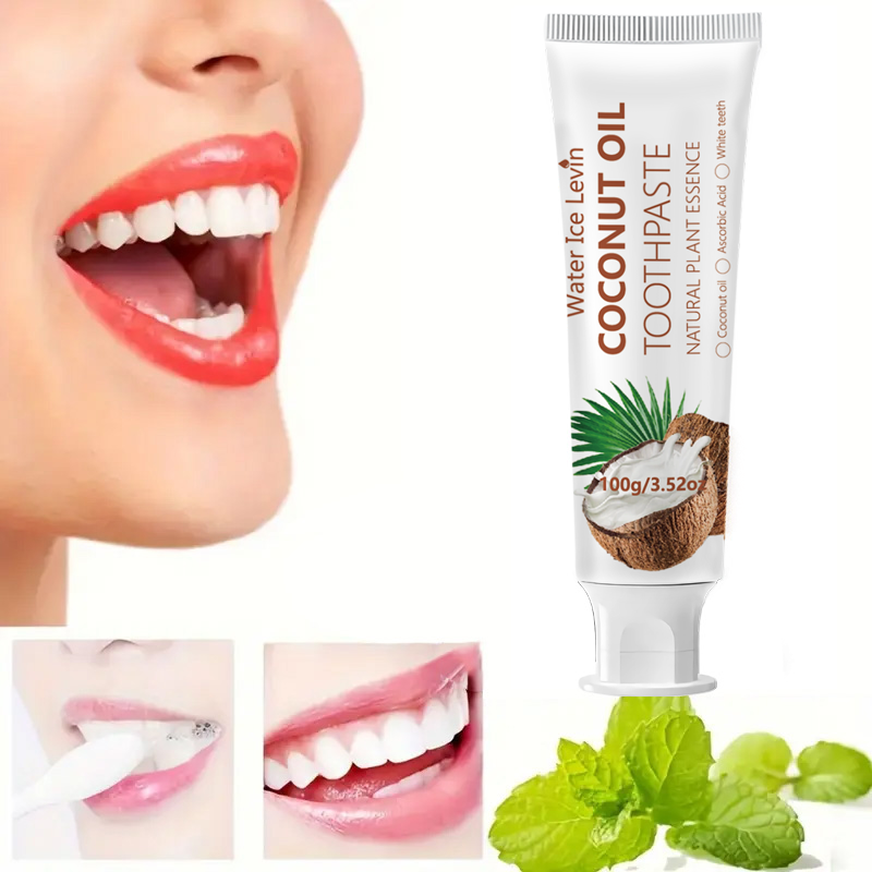 Teeth Whitening Essence - ยาสีฟันน้ำมันมะพร้าว 100 กรัม สารสกัดจากพืชธรรมชาติ ฟันขาวสะอาด ลมหายใจสดชื่น