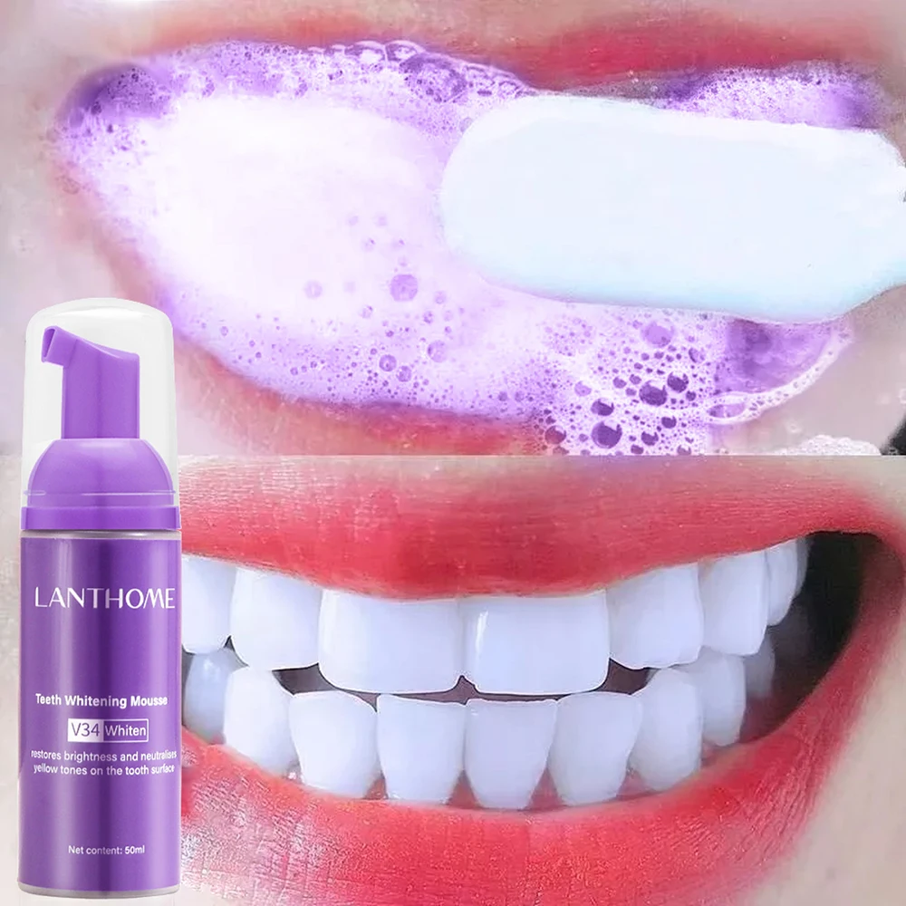 Teeth Whitening Charcoal Powder - มูส V34ยาสีฟันมีประสิทธิภาพทำความสะอาดฟันยาสีฟันสูตรฟันขาวฟันเหลืองลบคราบฟันผลิตภัณฑ์ทำความสะอาดปาก50มล