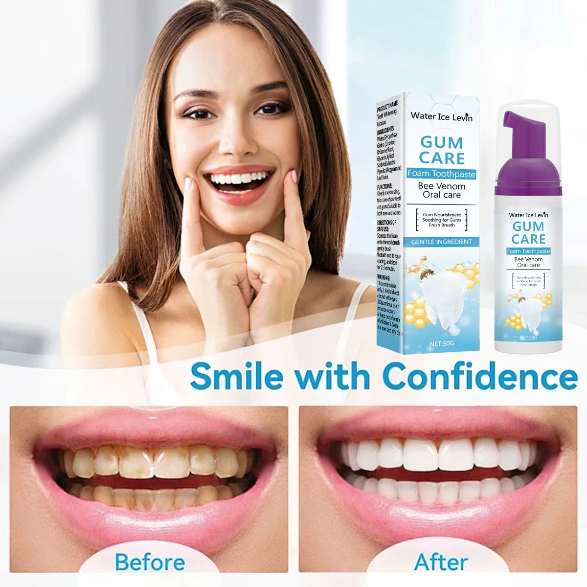 ยาสีฟันโฟมดูแลเหงือกวอเตอร์ไอซ - Teeth Whitening Xylitol Gum บทวิจารณ์และราคา