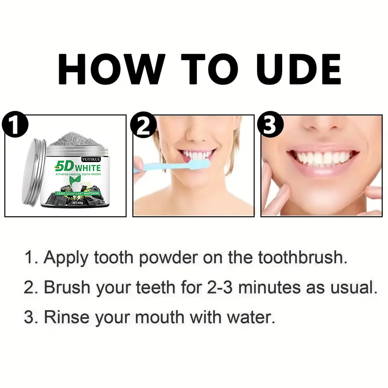 YUlTlKUE 5D ไวท์ แอคทิเวท ชาร์ - Teeth Whitening Charcoal Powder บทวิจารณ์และราคา