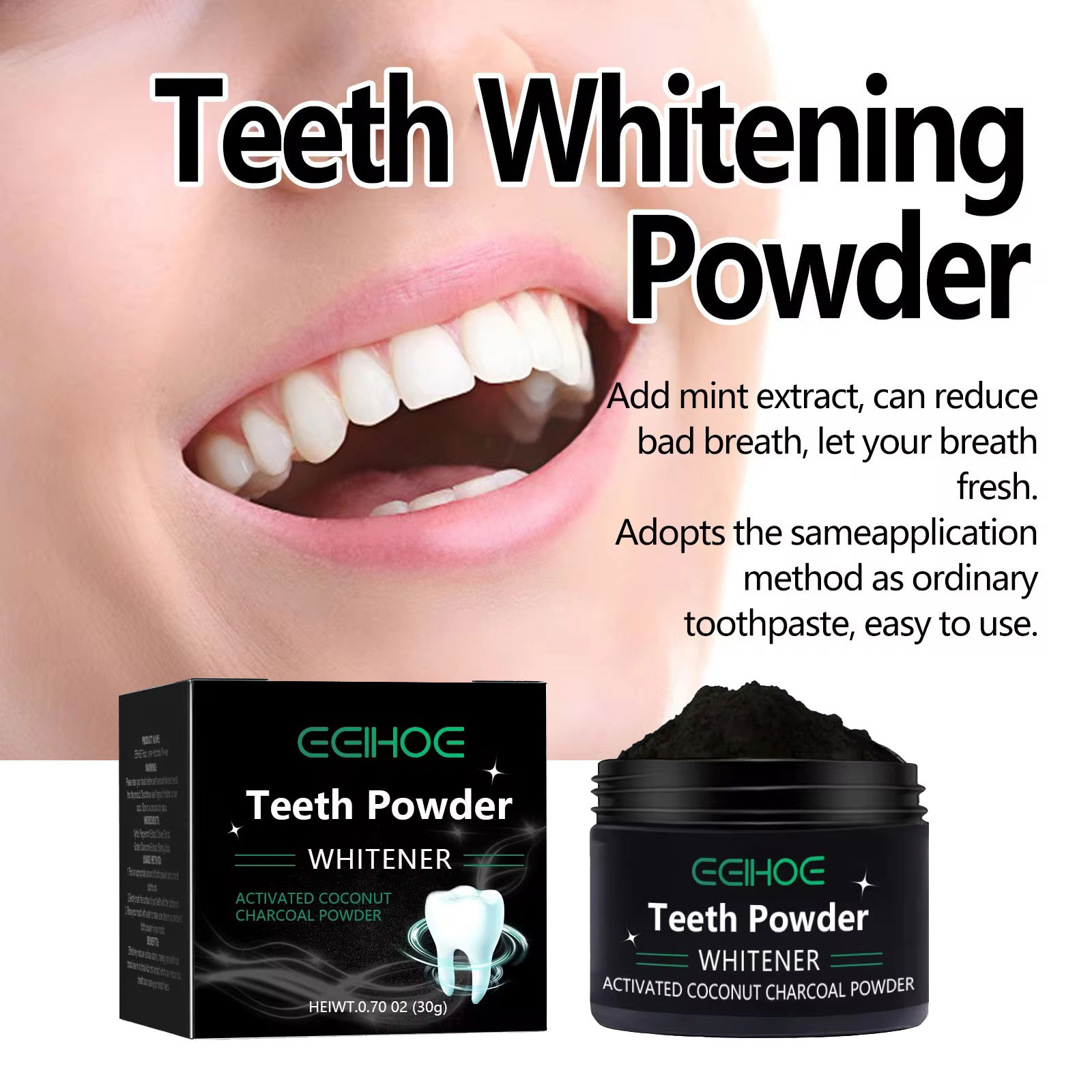 EELHOE ผงถ่านสําหรับผลิตภัณฑ์ฟ - Teeth Whitening Charcoal Powder บทวิจารณ์และราคา