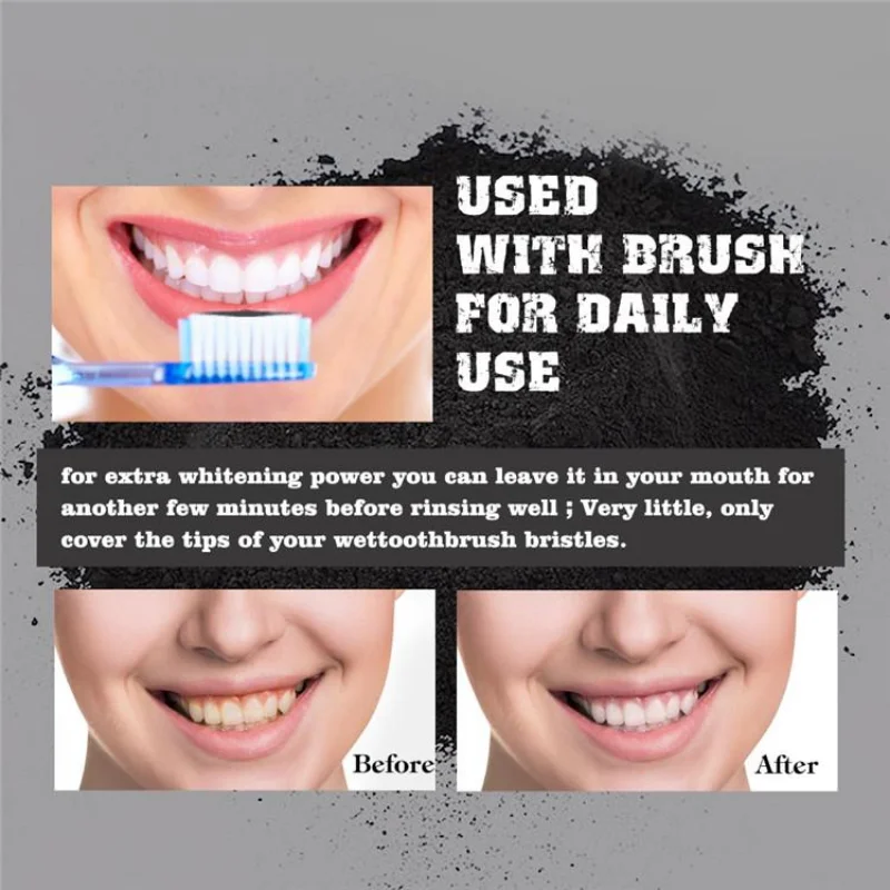 ผงถ่านชาร์โคลสำหรับฟอกฟัน เกรด - Teeth Whitening Charcoal Powder บทวิจารณ์และราคา